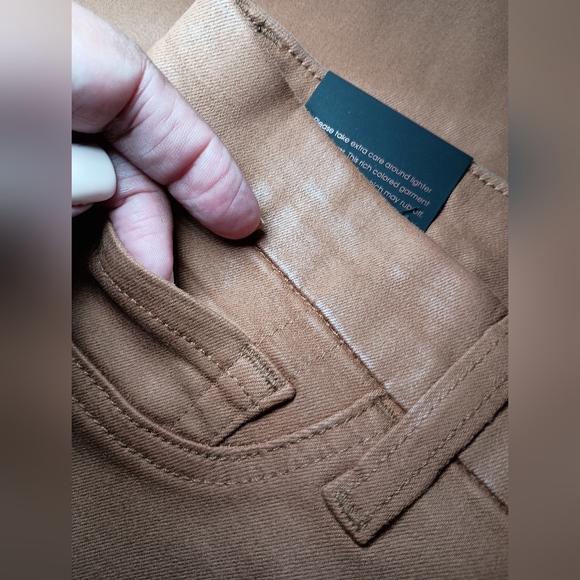 7 for All Mankind High Waist Ankle Skinny in Coated Amber Size 16 - Picture 7 of 14